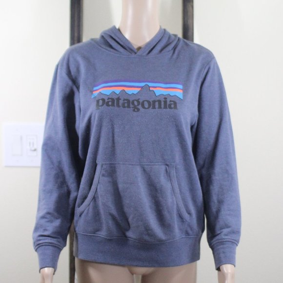 Patagonia Tops - Patagonia Fitz Roy Logo Pullover Hoodie Blue XL